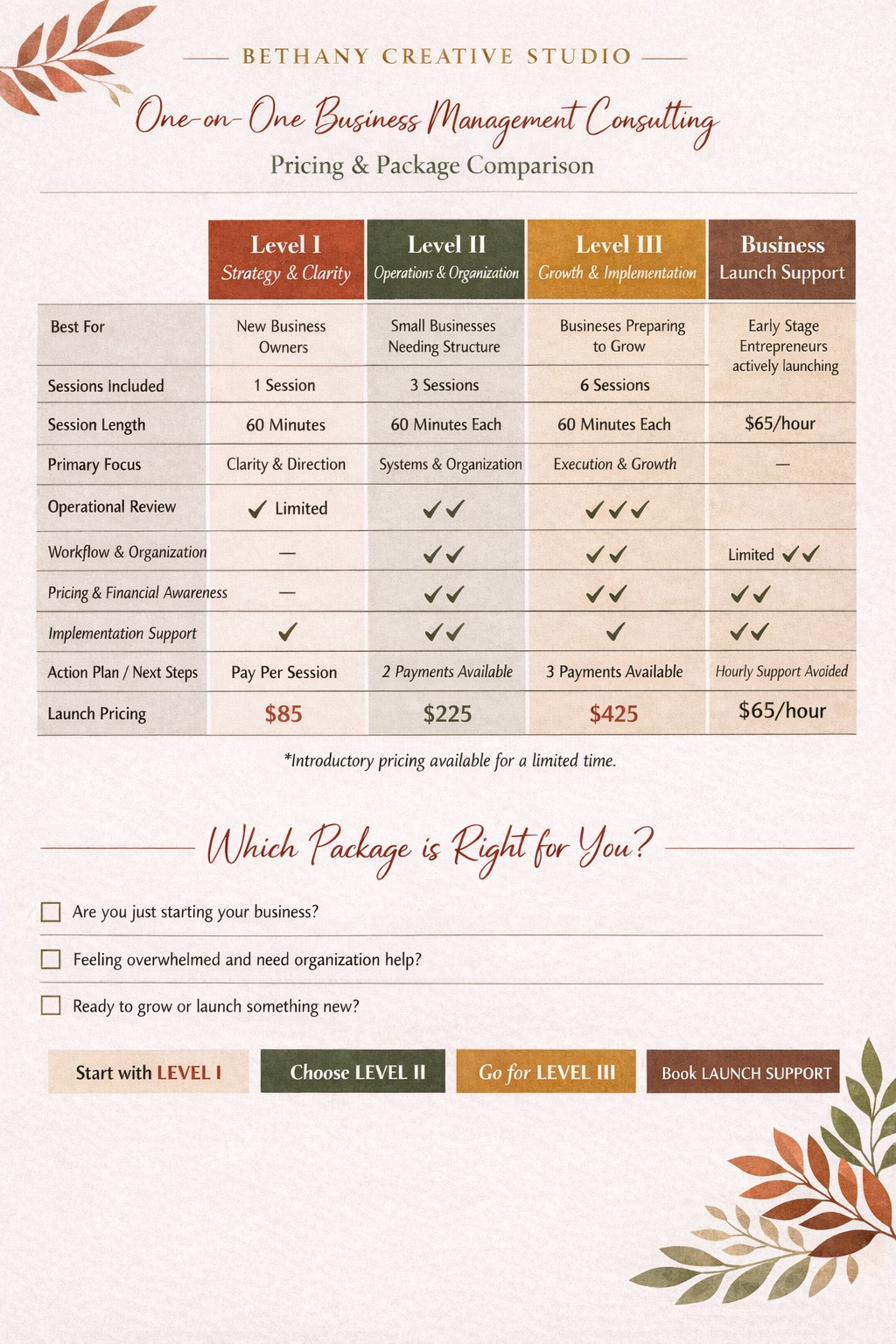 One-on-One Business Management Consulting